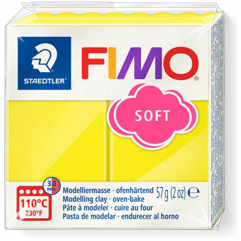Fimo Soft Knete - limone, Modelliermasse 57g Normalblock