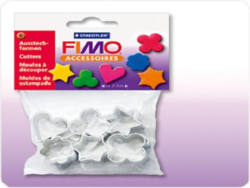 FIMO Ausstechformen-Set, 6 silberne Metall-Formen, ca. 2cm