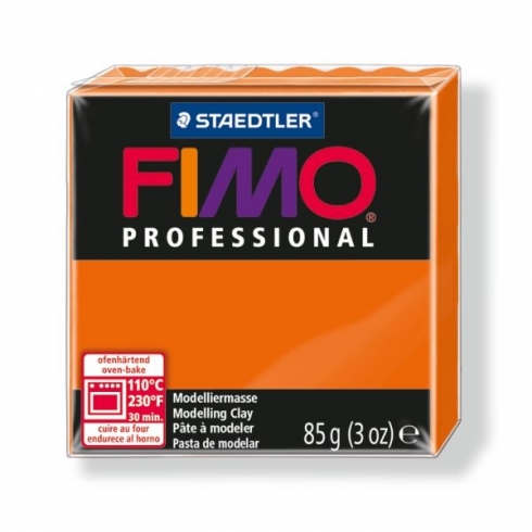 Fimo Professional Knete in orange, Modelliermasse 85g Normalblock