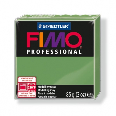 Fimo Professional Knete in blattgrün, Modelliermasse 85g Normalblock
