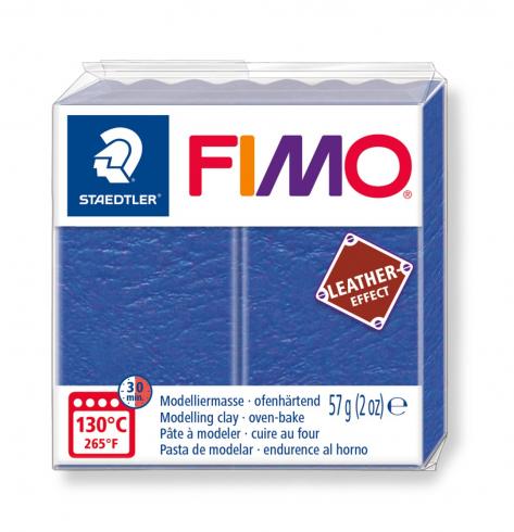 Fimo Leder Knete - indigo, Modelliermasse 57g Normalblock