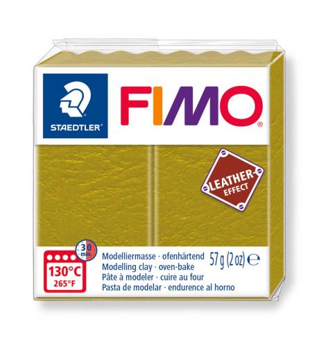 Fimo Leder Knete - olive, Modelliermasse 57g Normalblock