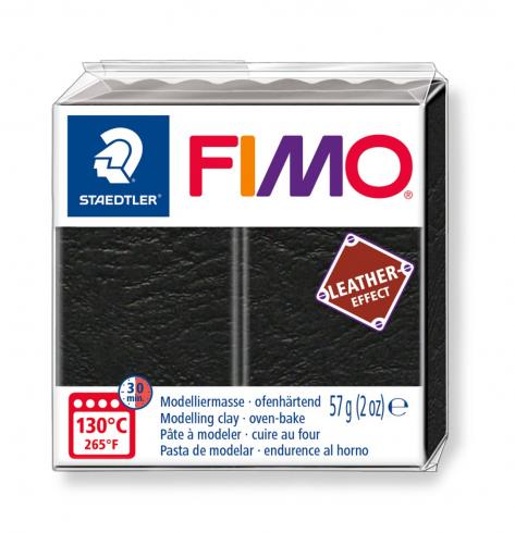 Fimo Leder Knete - schwarz, Modelliermasse 57g Normalblock