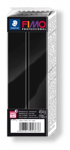 Fimo Professional Knete in schwarz, Modelliermasse 454g Großblock