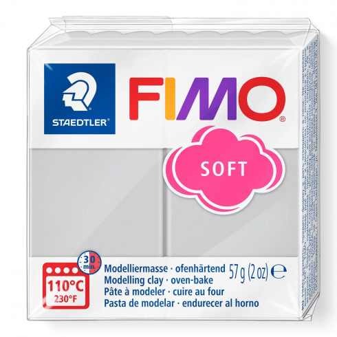 Fimo Soft Knete - delphingrau, Modelliermasse 57g Normalblock