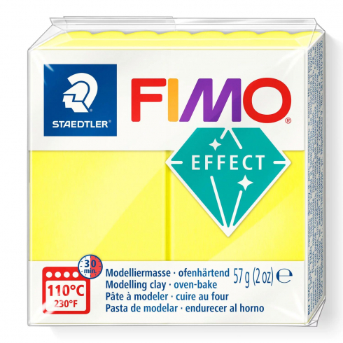 Fimo Effekt Knete - neon gelb, Modelliermasse 57g Normalblock